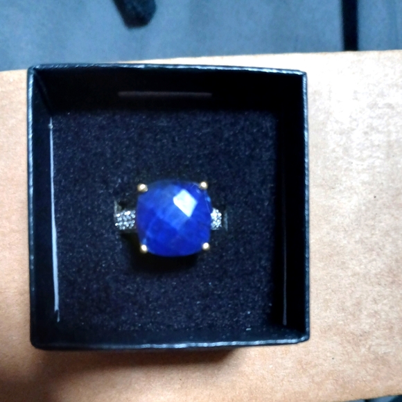 Dyed Sapphire Diamond Gold Ring - Picture 1 of 1